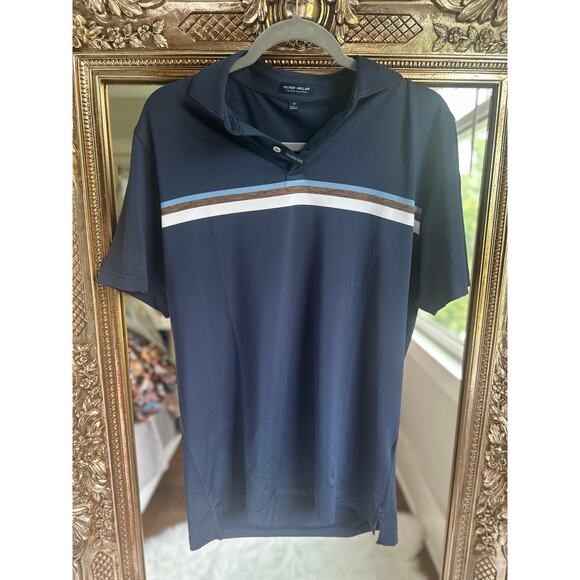 Peter Millar Crown Crafted Navy Mayhew Performance Jersey Polo Medium NWOT - Picture 3 of 4